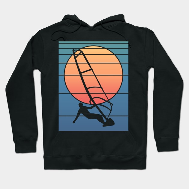 Retro Sunset Windsurfing Hoodie by Krishnansh W.